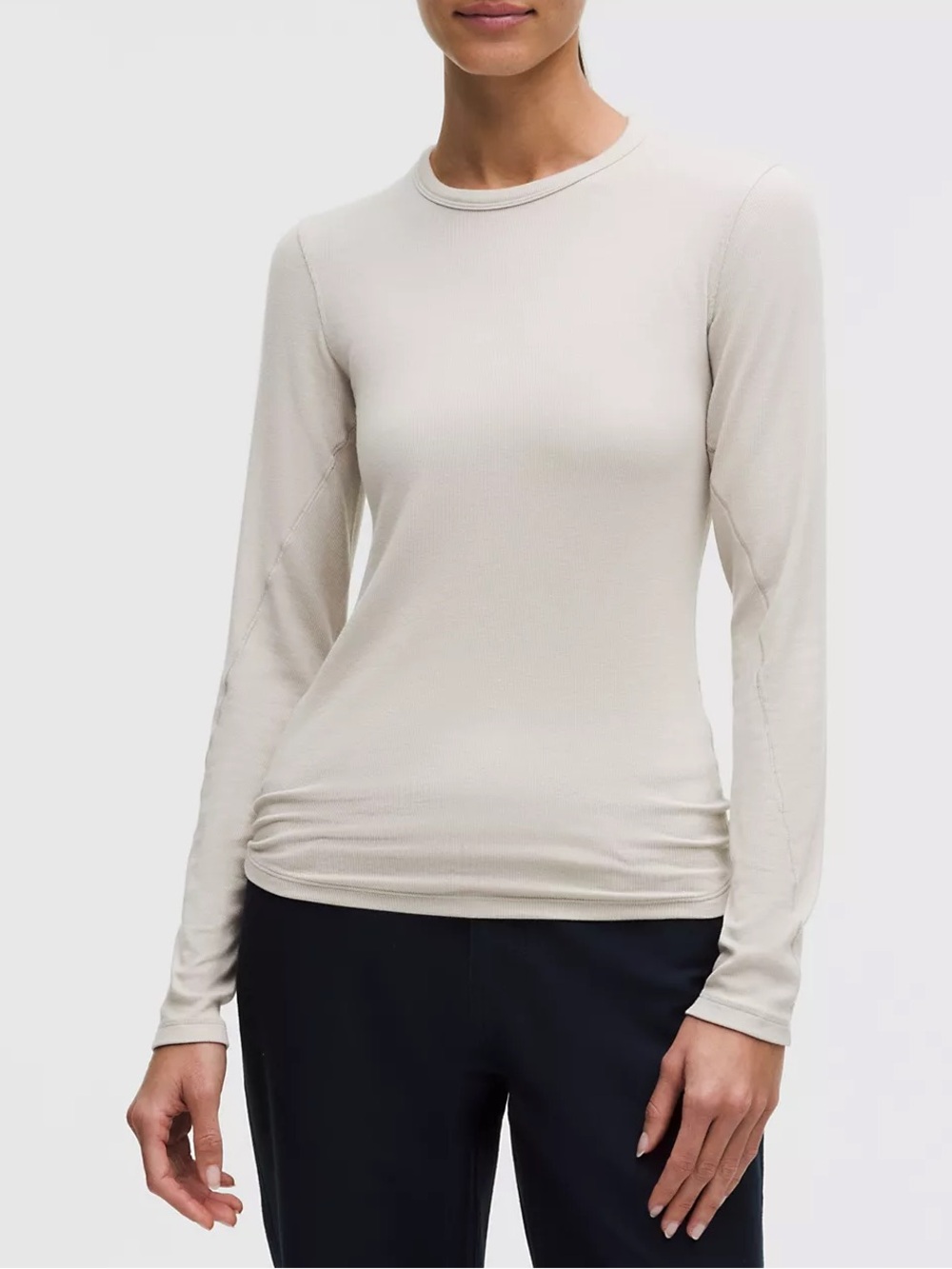 Lululemon Women's 6 Hold Tight Long-Sleeve Shirt in Downtown Tan Ribbed Modal